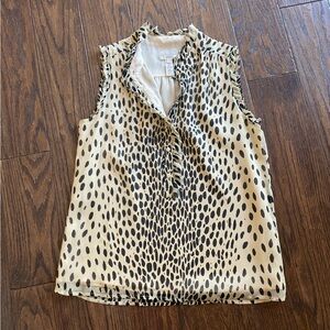 Leopard Print Sleeveless Silk Top